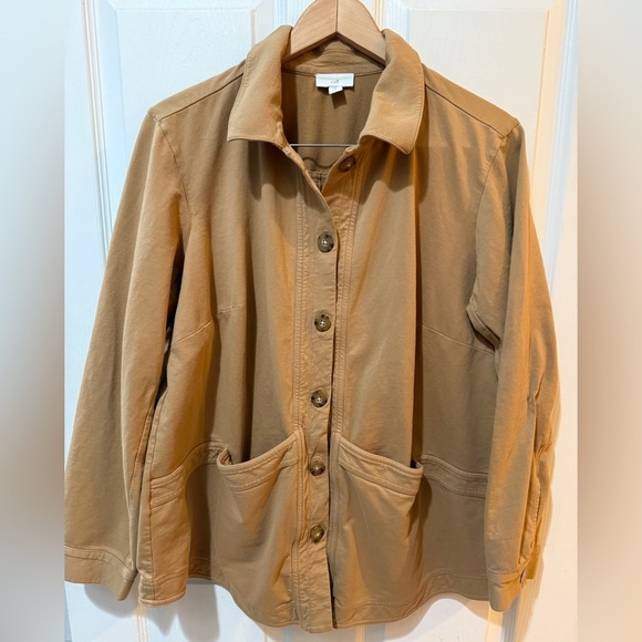 J. Jill Tan Lightweight Utility Chore Jacket with Relaxed Fit - Picture 1 of 7